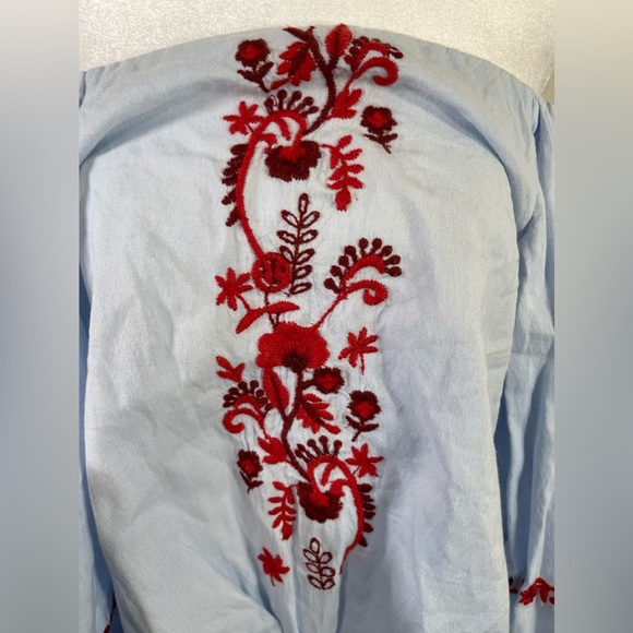 5 for 25
Zara Blue Cotton Off the Shoulder Bubble Sleeves BlouseRed Embroidery S - Picture 7 of 8